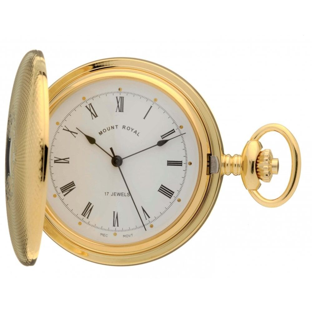 Gold Tone Mechanical Full Hunter Pocket Watch