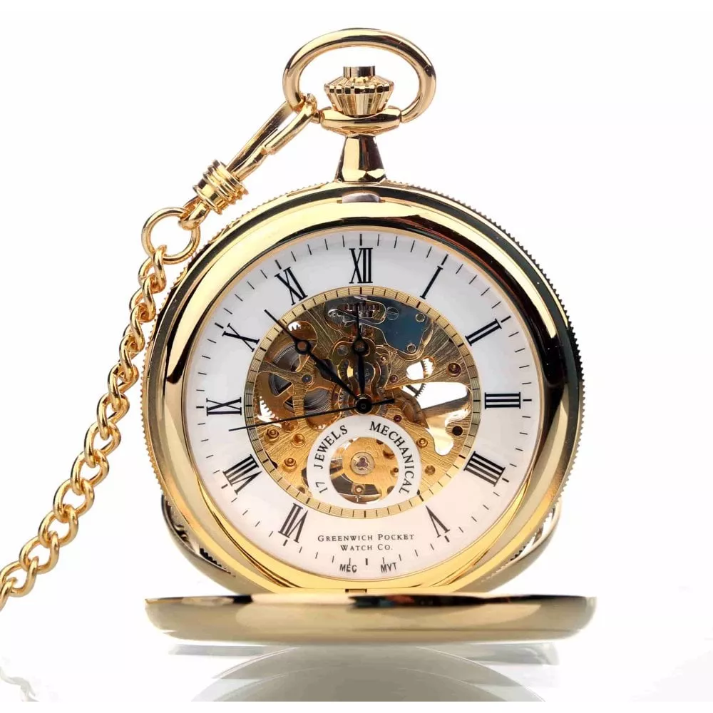 Greenwich The St James - Gold Mechanical Double Hunter Pocket Watch ...